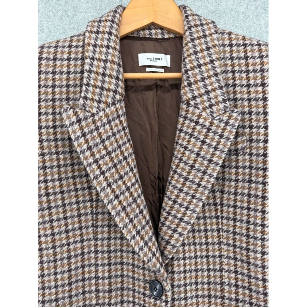 Isabel Marant Etoile Kerstin Blazer Women's 44 Brown Wool Houndstooth Old Money - Picture 6 of 14